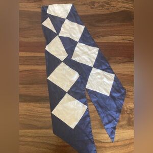 Vintage Pierre Cardin Navy and White Geometric Silk Scarf